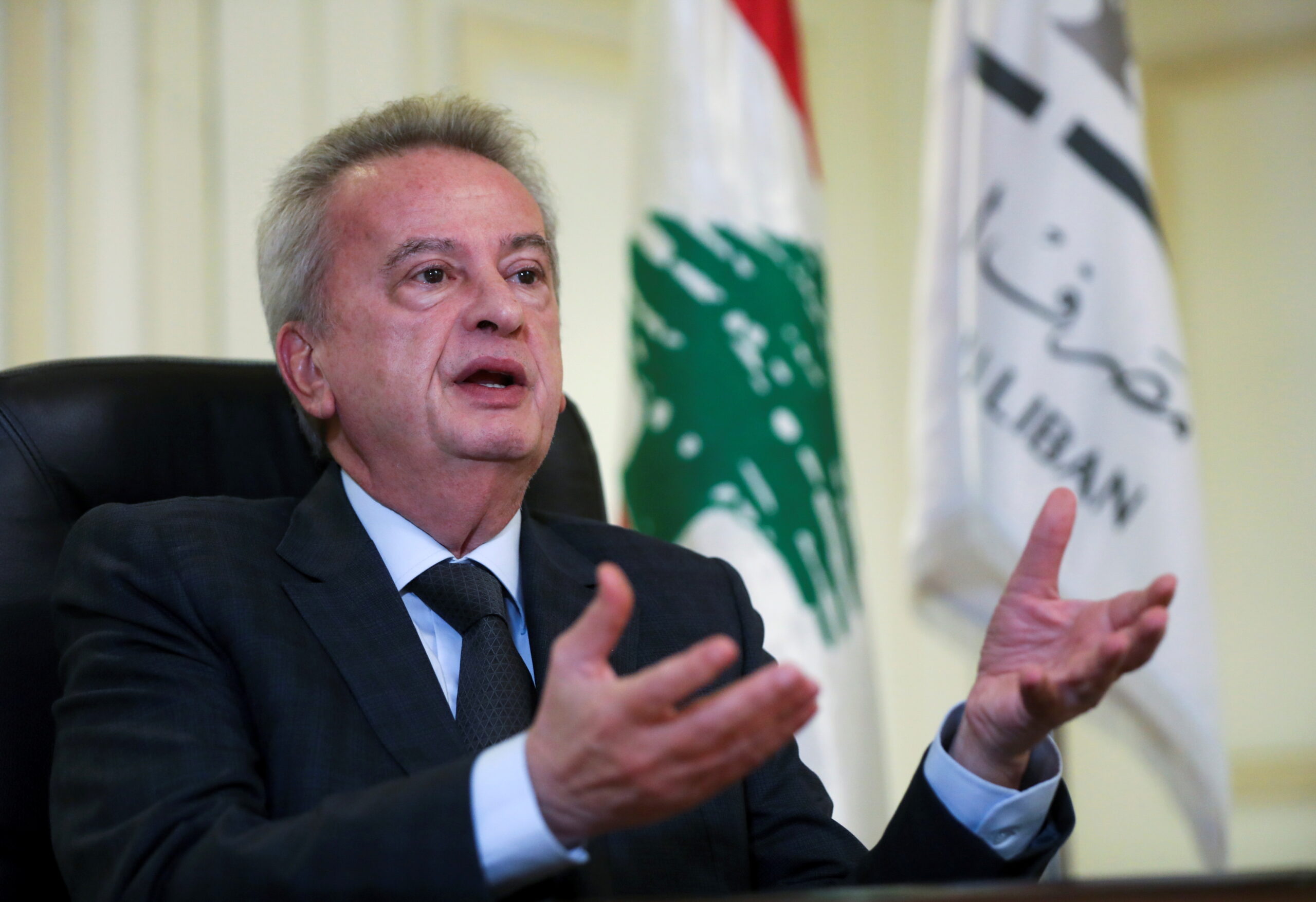 Lebanon’s Central Bank Governor Riad Salameh speaks during an interview in Beirut