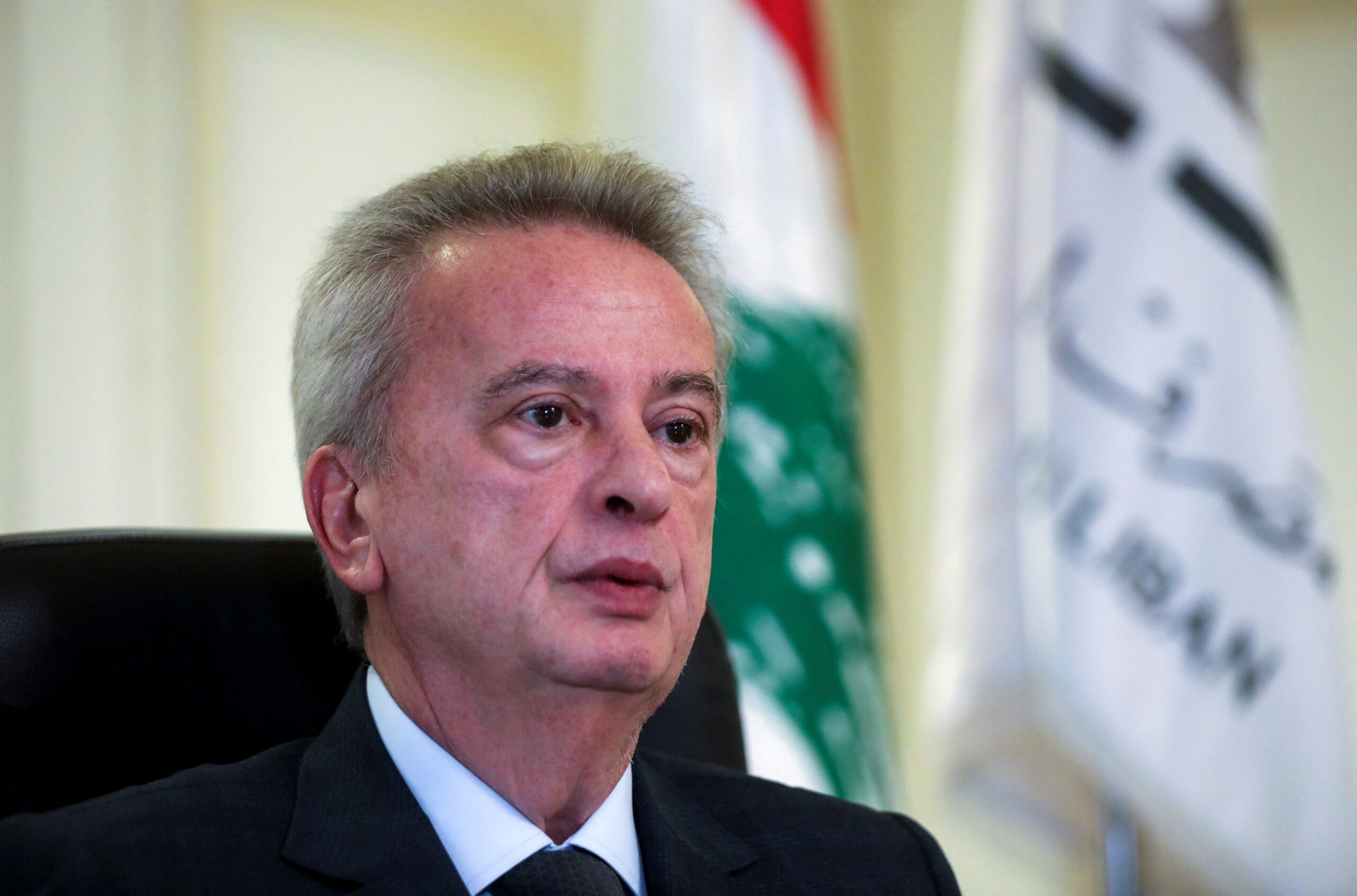 FILE PHOTO: Lebanon’s Central Bank Governor Riad Salameh speaks during an interview in Beirut